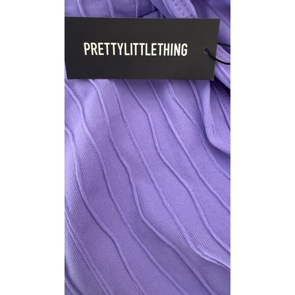NWT PrettyLittleThing 4 Purple Textured Strappy One Shoulder Wrap Midi Dress - Picture 12 of 15